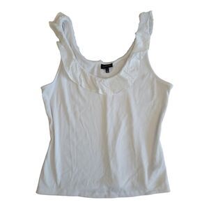 Who What Wear Ribbed Knit Ruffled Tank Top  Size L